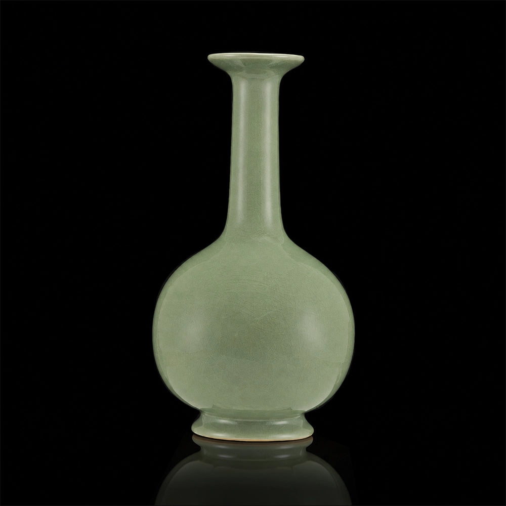 Ru Ware Celestial Sphere Vase, Modern Pure Handcrafted Replica, Ancient Official Kiln Sky Cyan Celadon