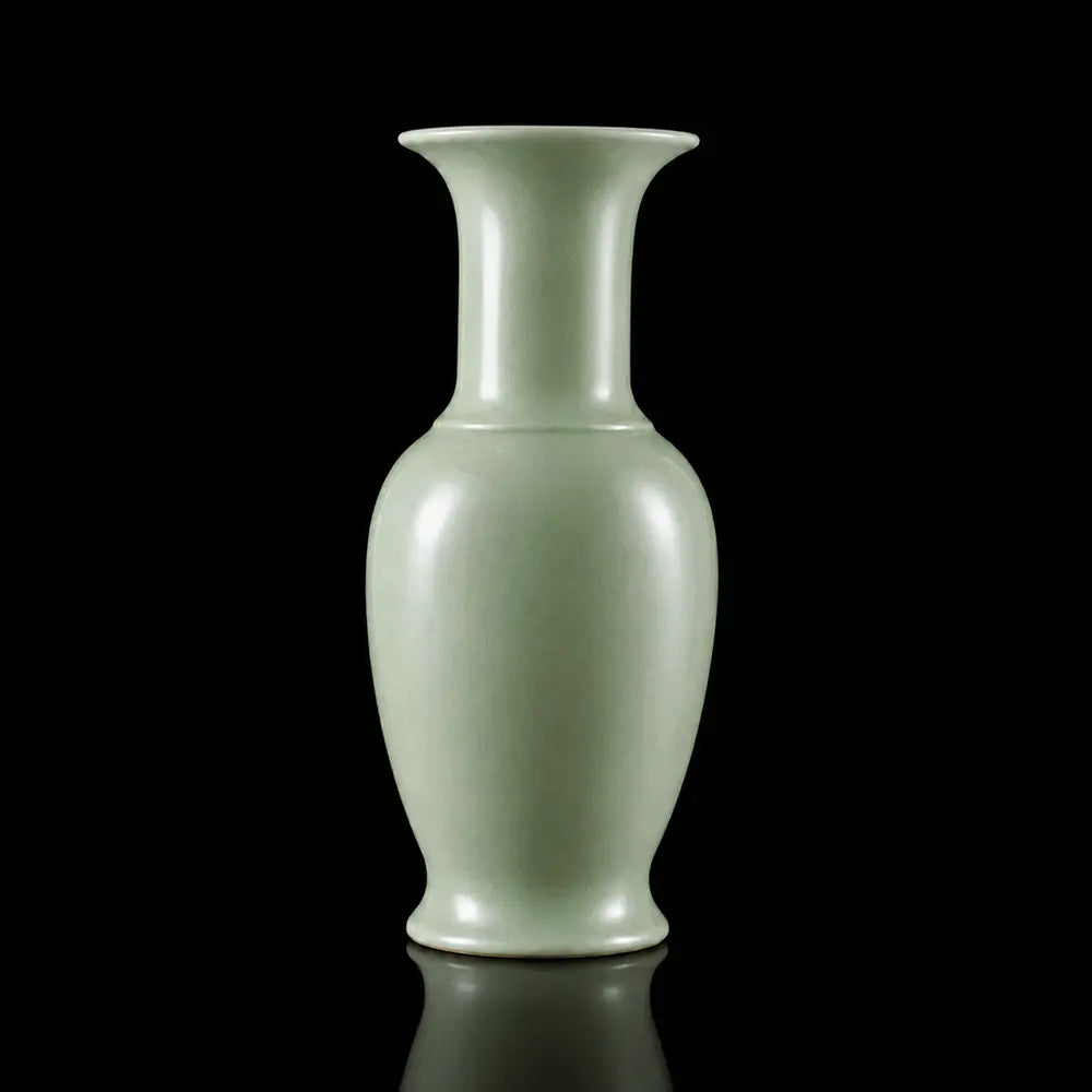 Ru Ware Sky-Cyan Club Mallet Vase, Modern Pure Handcrafted Replica, Ancient Official Kiln Celadon Vase