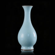 Ru Ware Sky-Cyan Yuhuchun Vase, Modern Pure Handcrafted Replica, Ancient Official Kiln Celadon Vase