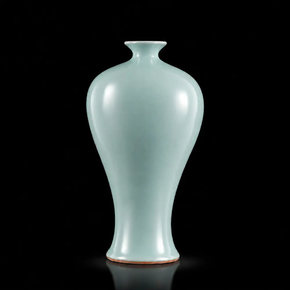 Ru Ware Sky-Cyan Meiping Vase, Modern Pure Handcrafted Replica, Ancient Official Kiln Celadon Vase