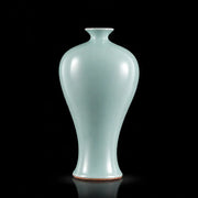 Ru Ware Sky-Cyan Meiping Vase, Modern Pure Handcrafted Replica, Ancient Official Kiln Celadon Vase