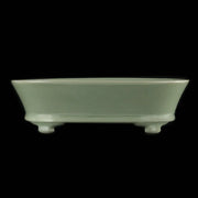 Ru Ware Sky-Cyan Narcissus Basin, Modern Pure Handcrafted Replica, Ancient Official Kiln Celadon Ornament Basin