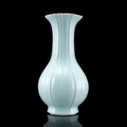 Ru Ware Sky-Cyan Begonia Vase, Modern Pure Handcrafted Replica, Ancient Official Kiln Celadon Vase