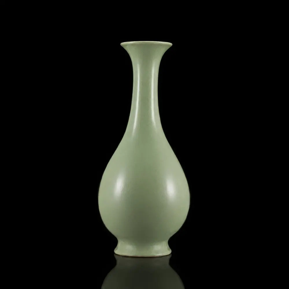 Ru Ware Emerald-Green Yuhuchun Vase, Modern Pure Handcrafted Replica, Ancient Official Kiln Celadon Vase