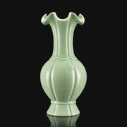 Ru Ware Emerald-Green Lotus Rim Vase, Modern Pure Handcrafted Replica, Ancient Official Kiln Celadon Vase