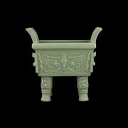 Ru Ware Sky-Cyan Square Ding Censer, Modern Pure Handcrafted Replica, Ancient Official Kiln Celadon Ritual Vessel