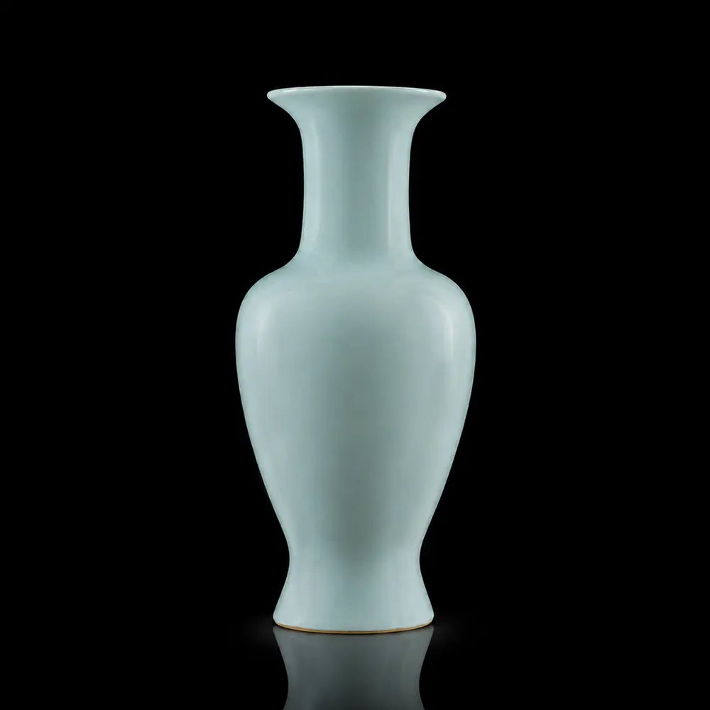 Ru Ware Sky-Cyan Guanyin Vase, Modern Pure Handcrafted Replica, Ancient Official Kiln Celadon Vase