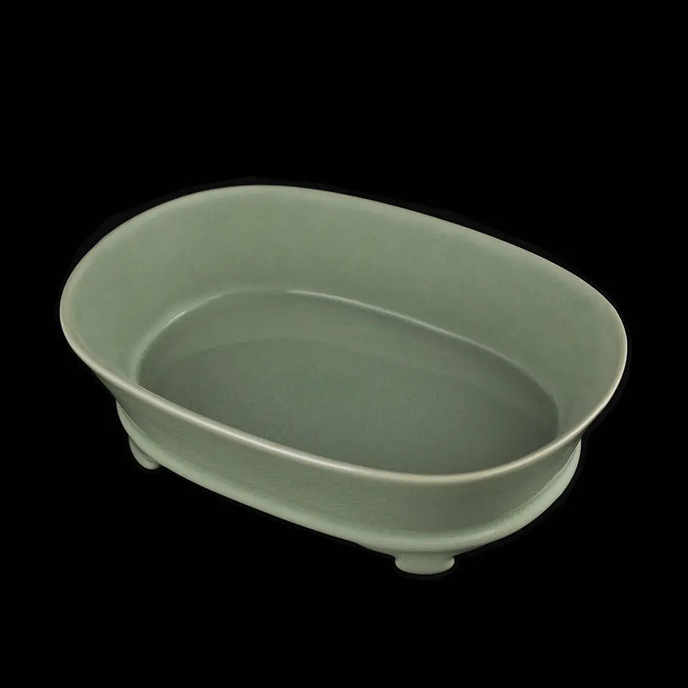 Ru Ware Sky-Cyan Narcissus Basin, Modern Pure Handcrafted Replica, Ancient Official Kiln Celadon Ornament Basin