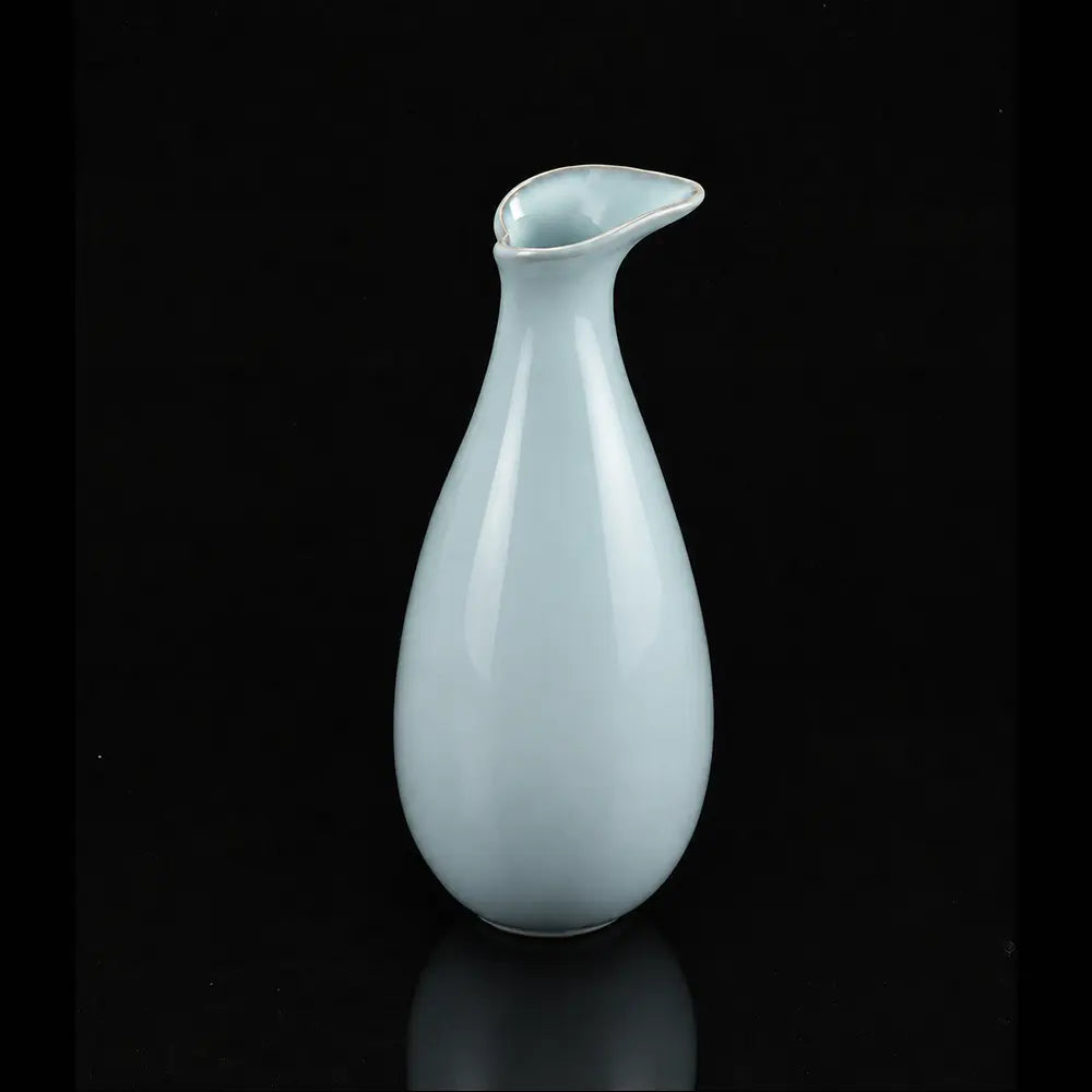 Ru Ware Sky-Cyan Lily Vase, Modern Pure Handcrafted Replica, Ancient Official Kiln Celadon Vase