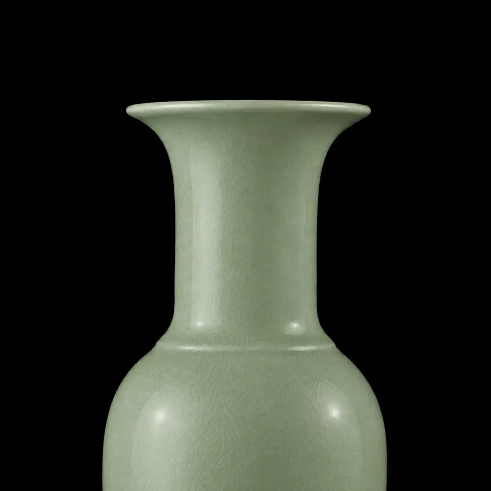 Ru Ware Sky-Cyan Club Mallet Vase, Modern Pure Handcrafted Replica, Ancient Official Kiln Celadon Vase