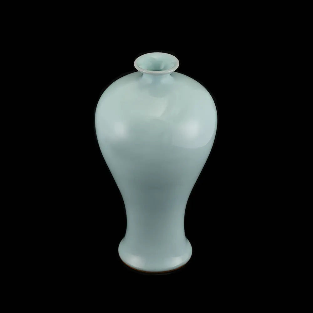Ru Ware Sky-Cyan Meiping Vase, Modern Pure Handcrafted Replica, Ancient Official Kiln Celadon Vase