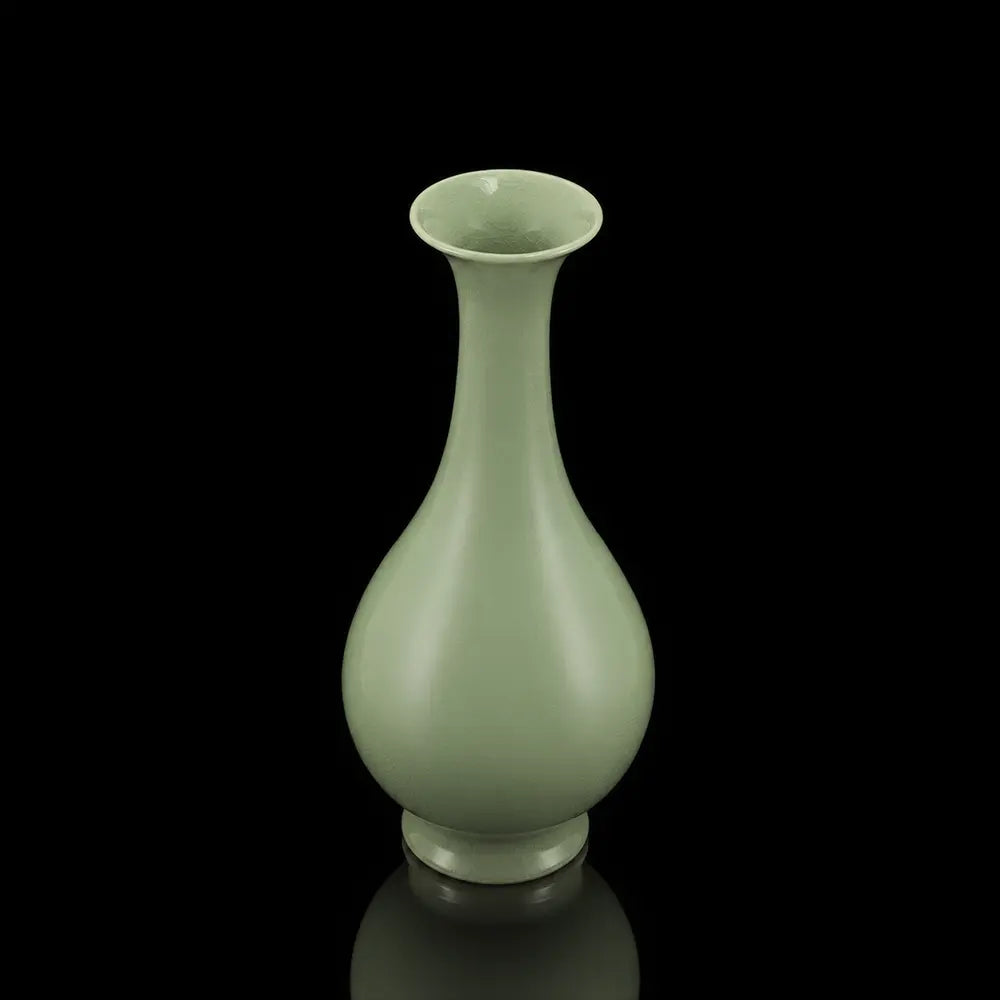 Ru Ware Emerald-Green Yuhuchun Vase, Modern Pure Handcrafted Replica, Ancient Official Kiln Celadon Vase