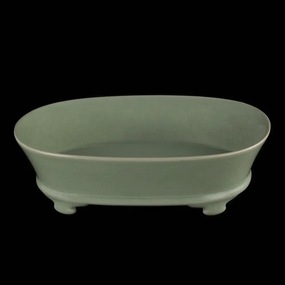 Ru Ware Sky-Cyan Narcissus Basin, Modern Pure Handcrafted Replica, Ancient Official Kiln Celadon Ornament Basin