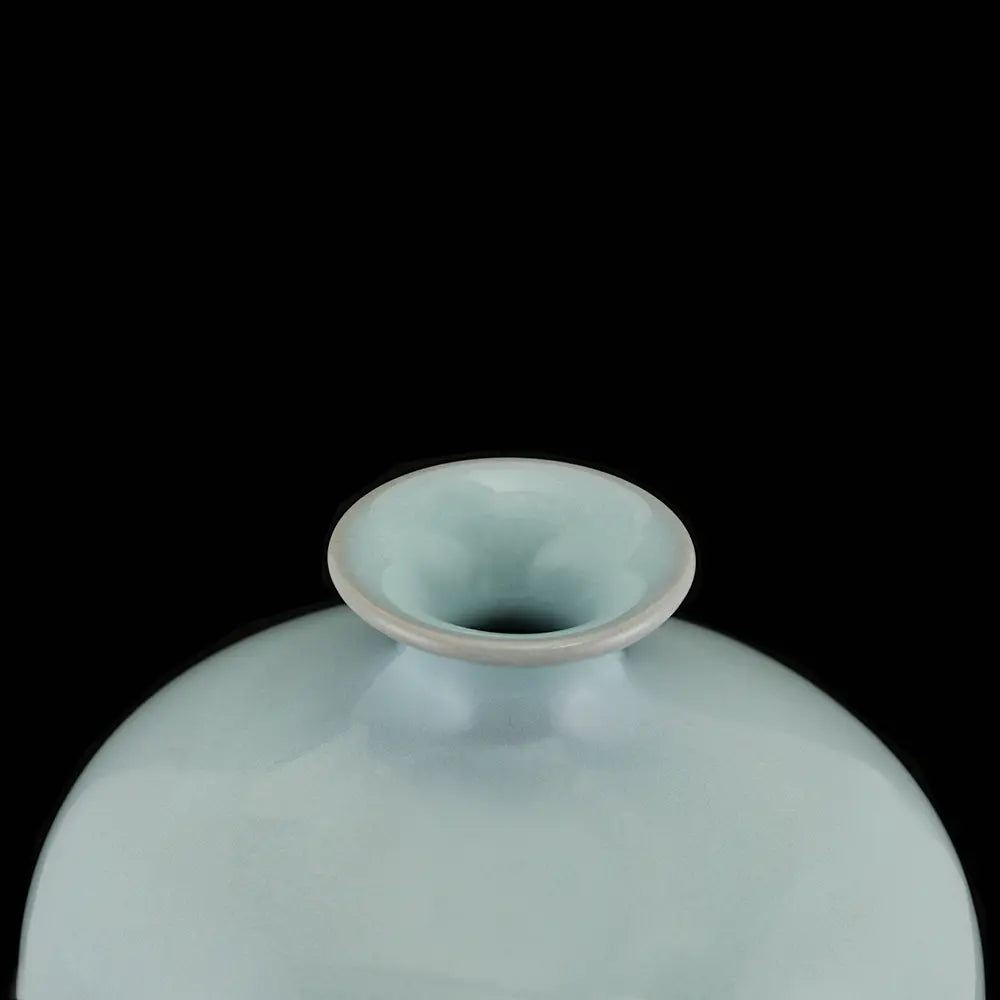 Ru Ware Sky-Cyan Meiping Vase, Modern Pure Handcrafted Replica, Ancient Official Kiln Celadon Vase