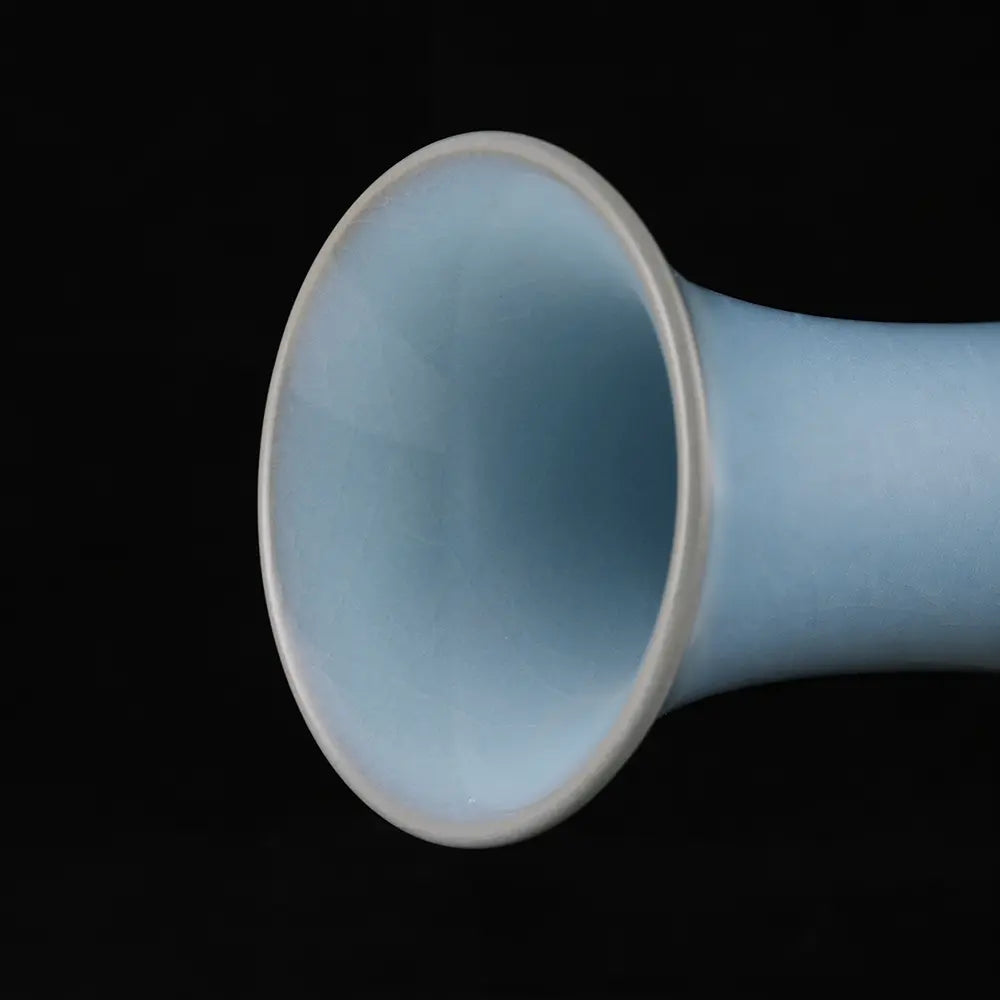 Ru Ware Sky-Cyan Yuhuchun Vase, Modern Pure Handcrafted Replica, Ancient Official Kiln Celadon Vase