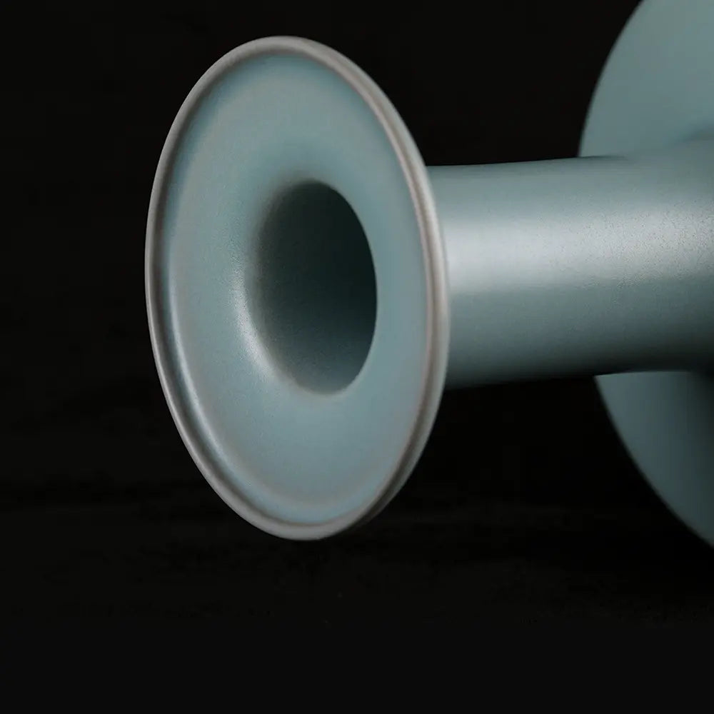 Ru Ware Paper Mallet Vase, Modern Pure Handcrafted Replica, Ancient Official Kiln Sky Cyan Celadon