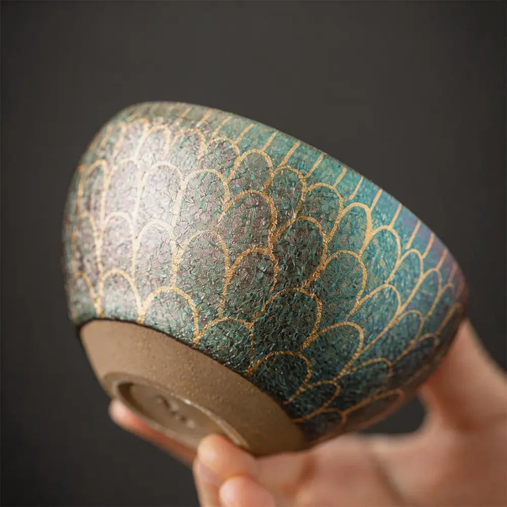 Modern Pure Handmade Replica | Mingche Dunhuang Lotus Gilded Jianzhan Meditation Cup
