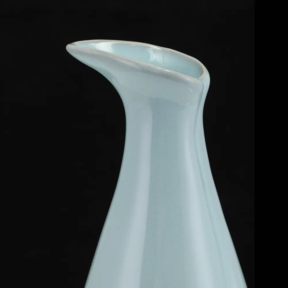 Ru Ware Sky-Cyan Lily Vase, Modern Pure Handcrafted Replica, Ancient Official Kiln Celadon Vase