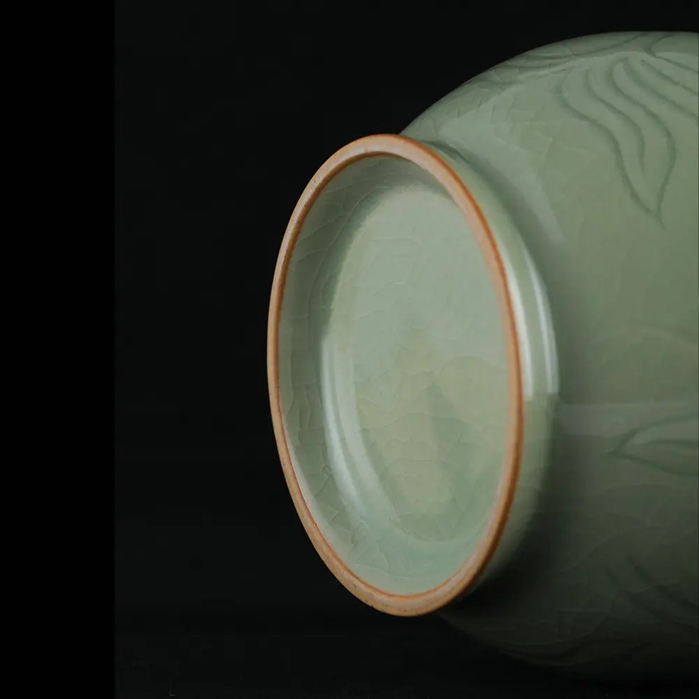 Ru Ware Incised Pattern Goose Neck Vase, Modern Pure Handcrafted Replica, Ancient Official Kiln Sky-Cyan Celadon Vase