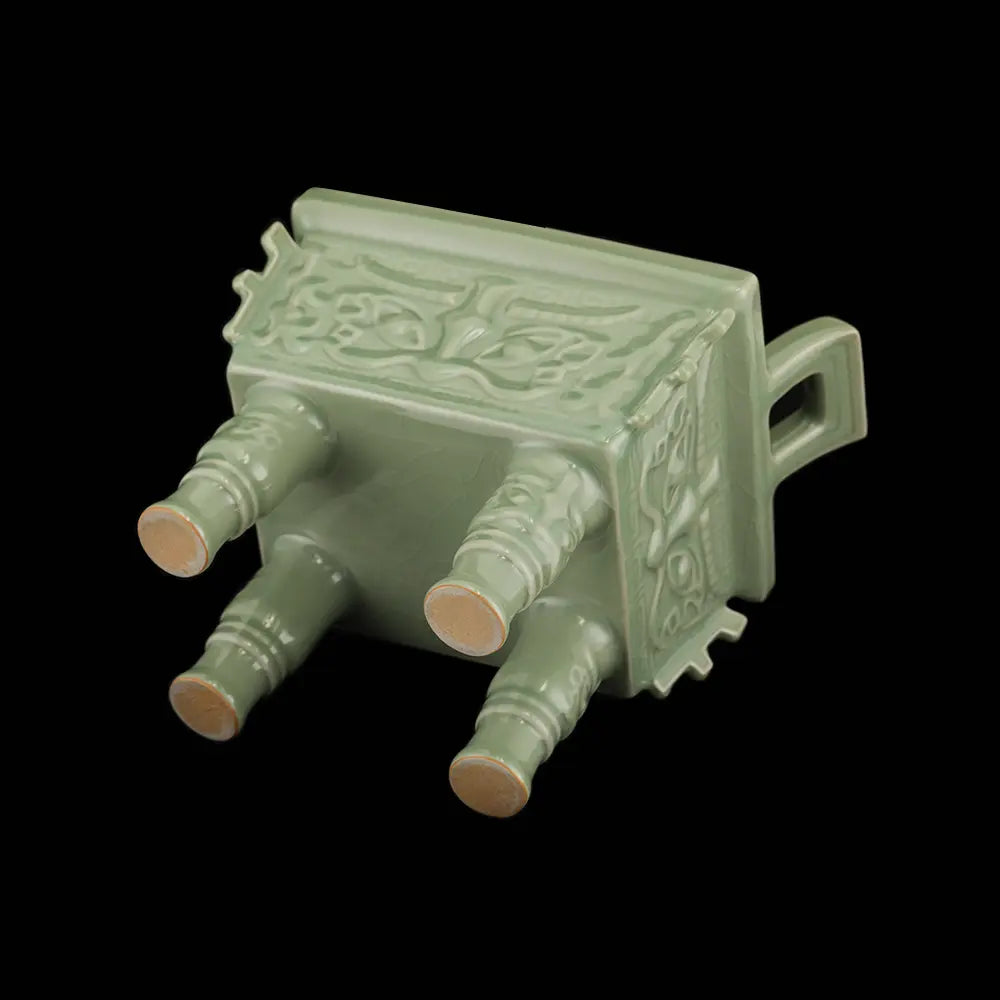 Ru Ware Sky-Cyan Square Ding Censer, Modern Pure Handcrafted Replica, Ancient Official Kiln Celadon Ritual Vessel