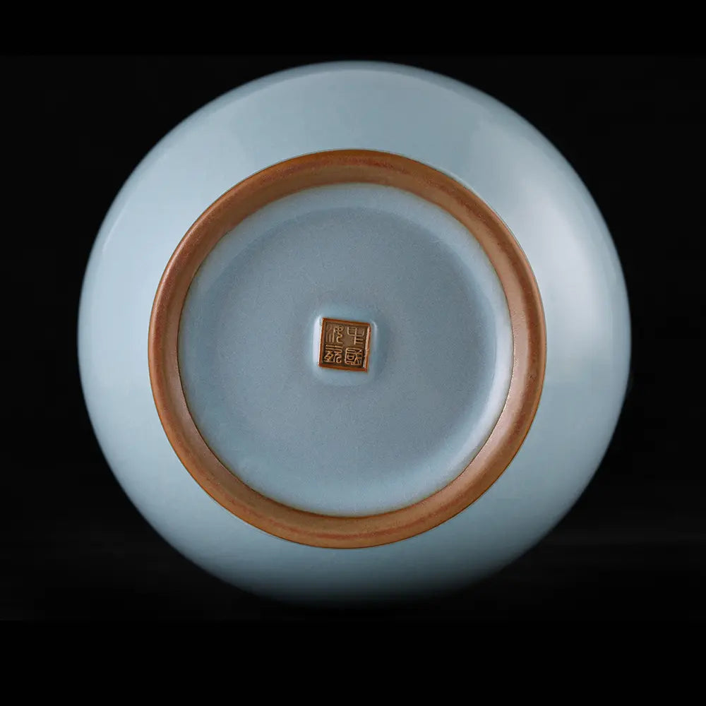 Ru Ware Sky-Cyan Yuhuchun Vase, Modern Pure Handcrafted Replica, Ancient Official Kiln Celadon Vase