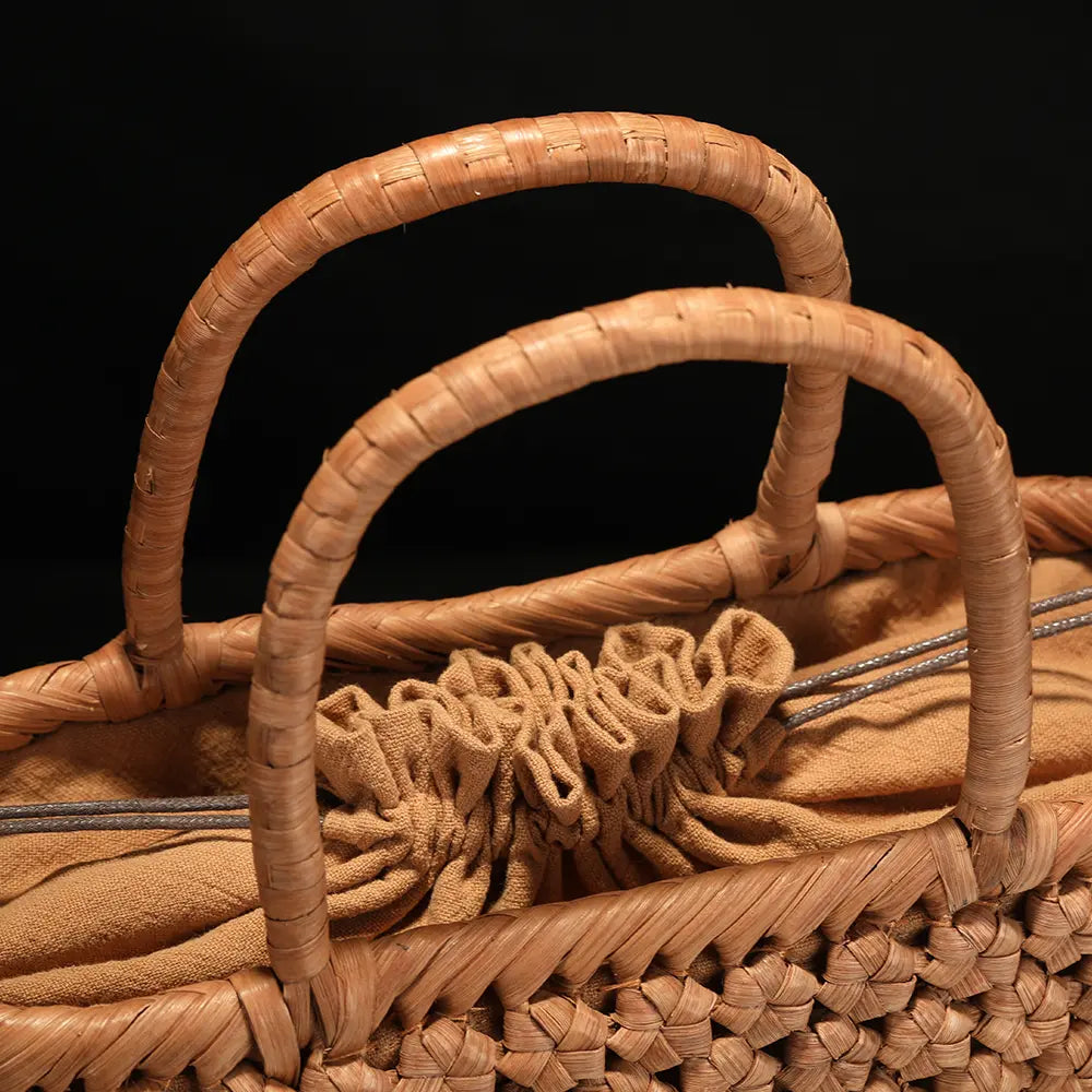 Zanefolia Natural Handwoven Rattan Shoulder Bag
