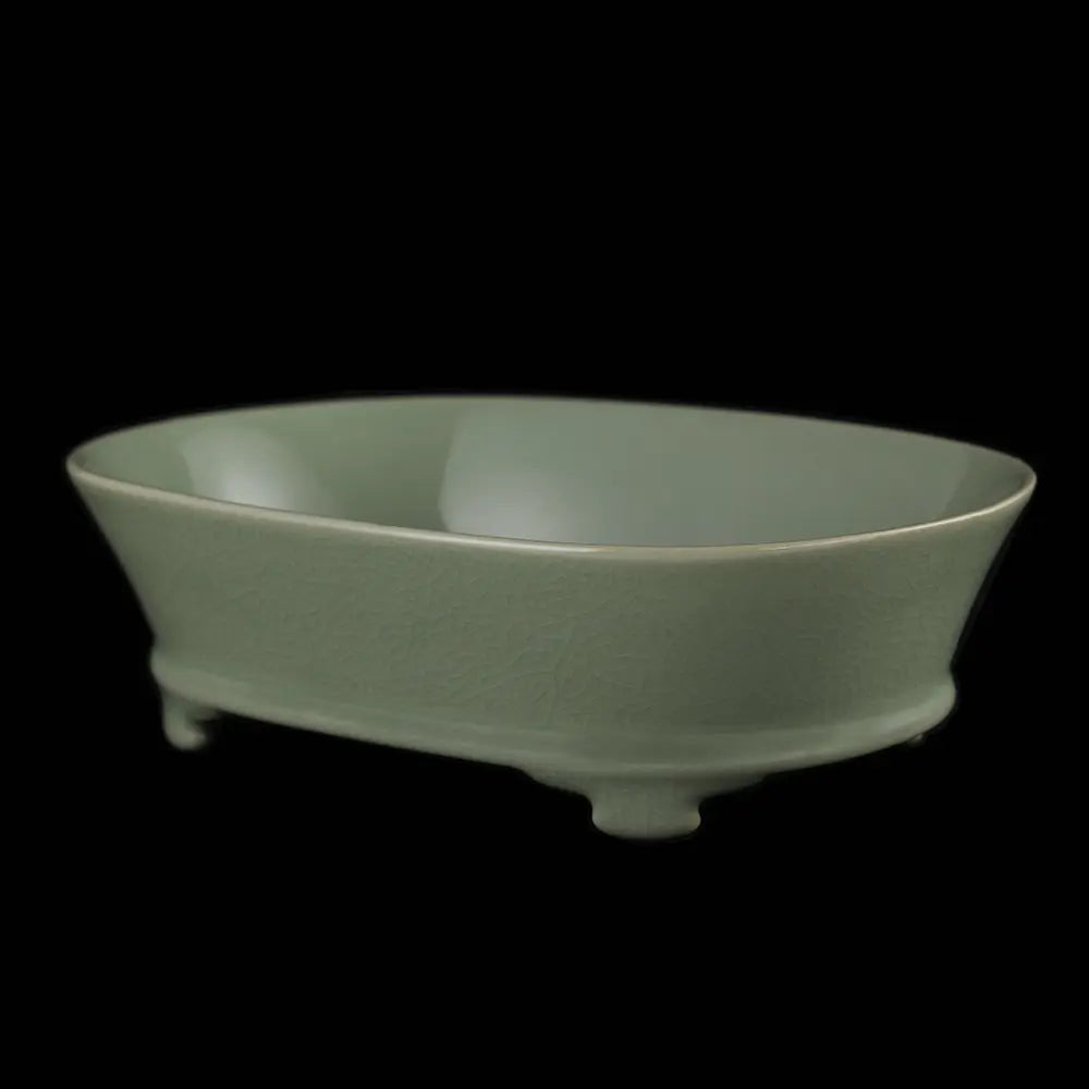Ru Ware Sky-Cyan Narcissus Basin, Modern Pure Handcrafted Replica, Ancient Official Kiln Celadon Ornament Basin