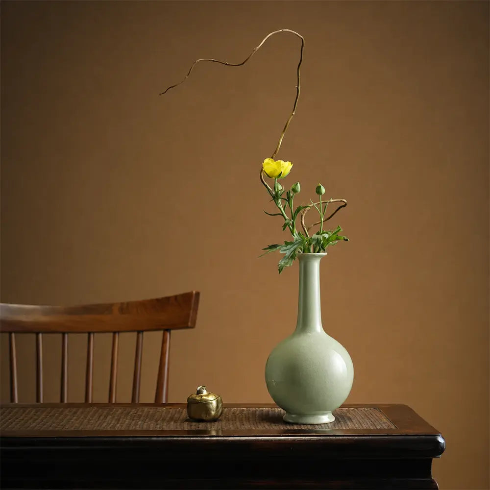 Ru Ware Celestial Sphere Vase, Modern Pure Handcrafted Replica, Ancient Official Kiln Sky Cyan Celadon