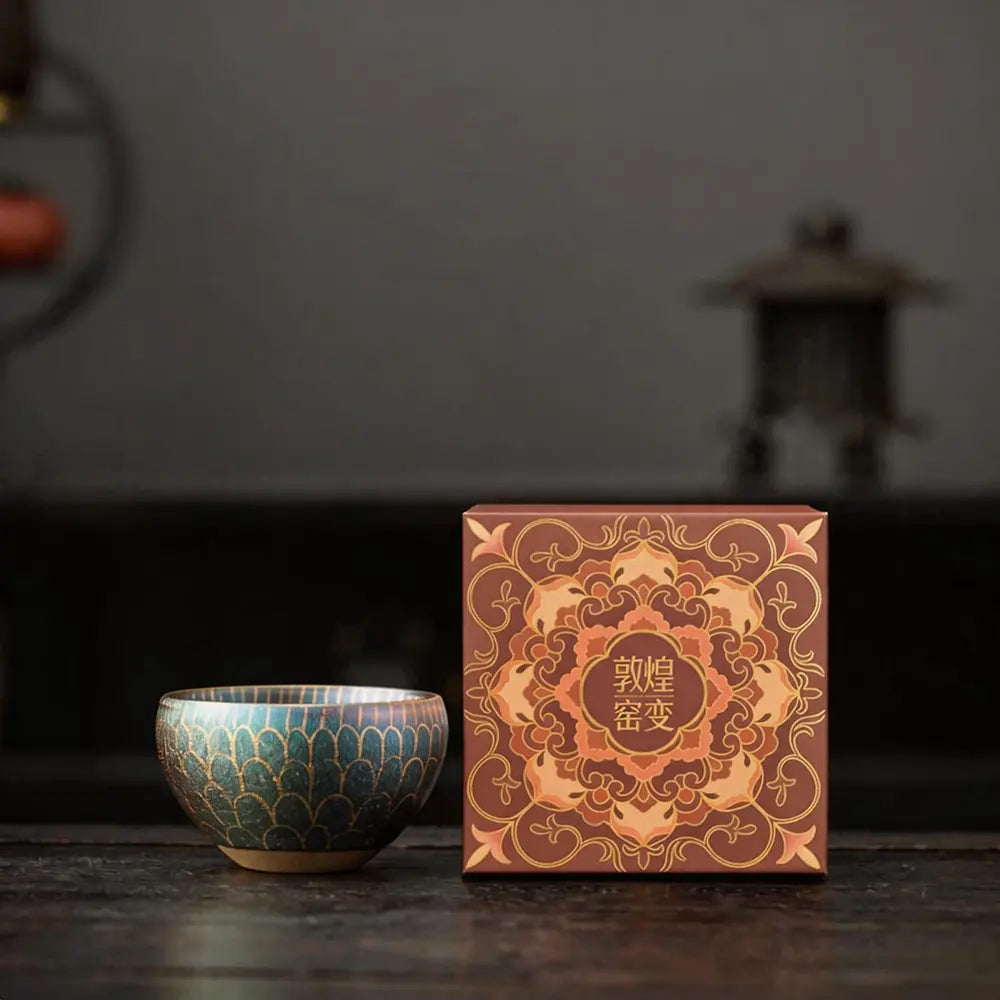 Modern Pure Handmade Replica | Mingche Dunhuang Lotus Gilded Jianzhan Meditation Cup