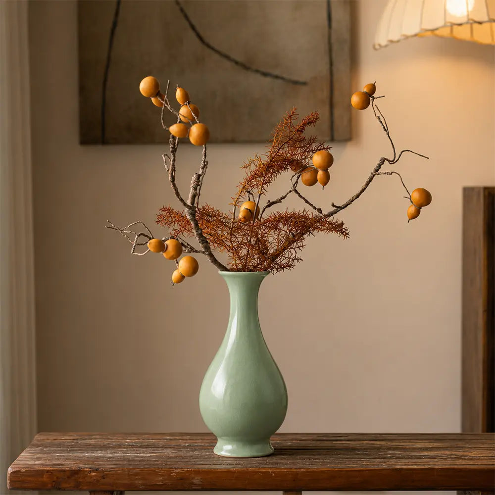 Ru Ware Emerald-Green Yuhuchun Vase, Modern Pure Handcrafted Replica, Ancient Official Kiln Celadon Vase